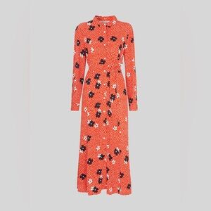 Whistles Red Confetti Floral Shirt Dress Size 2